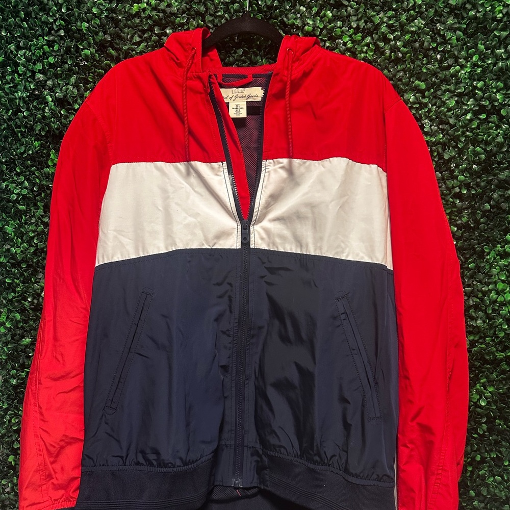H&M Men's Tricolor Windbreaker - Red, White, Navy SIZE L like new condition